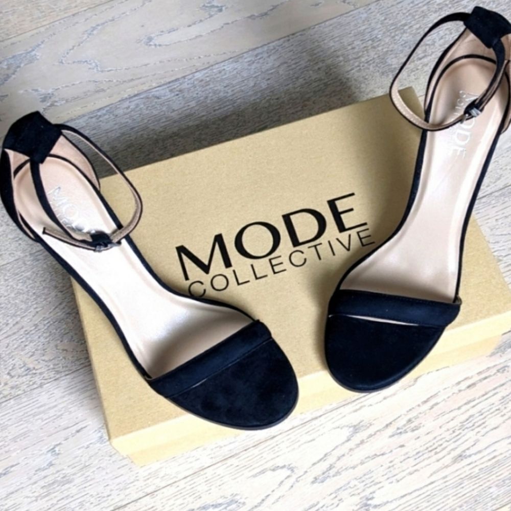 The Mode Collective Daria Suede Sandal Black Suede Leather GORGEOUS - Picture 8 of 8